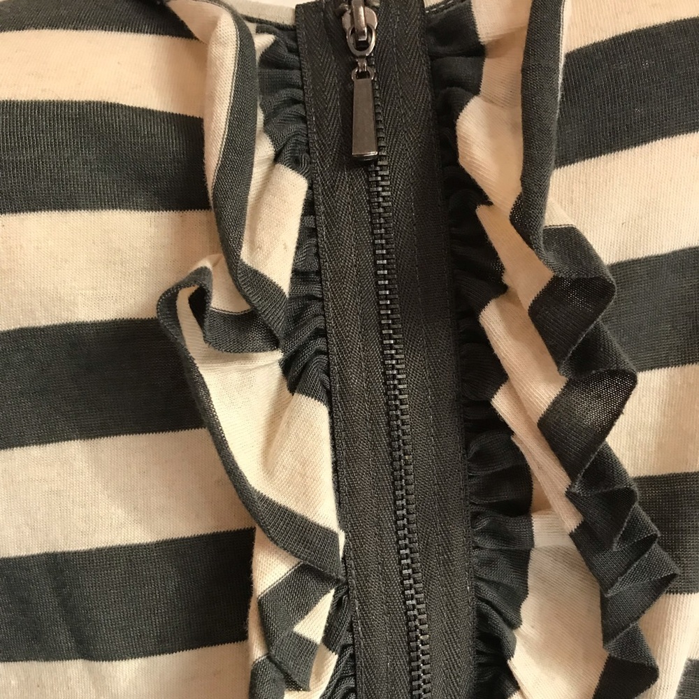 Striped Tank Top with Ruffled Zipper - Picture 3 of 3
